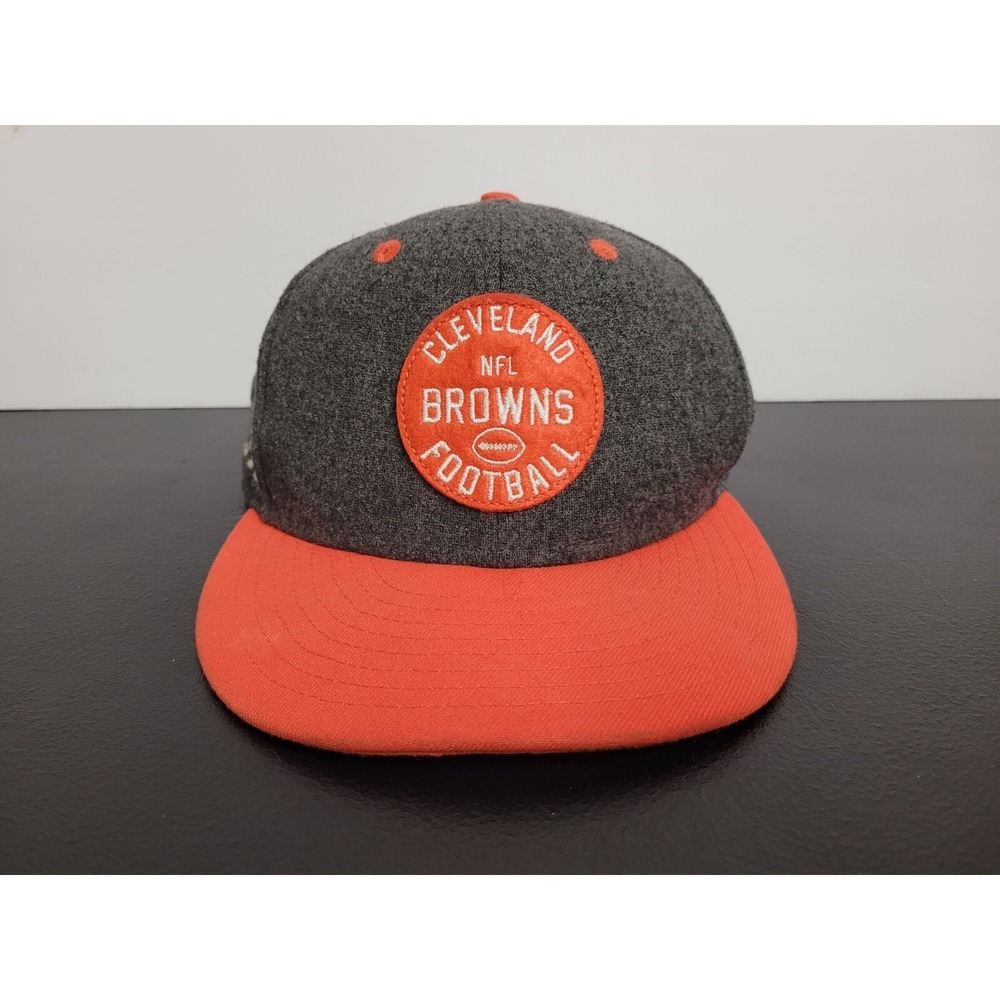 Cleveland Browns Hat Cap Mens Snap Back Grey‎ Orange NFL Football New Era Wool